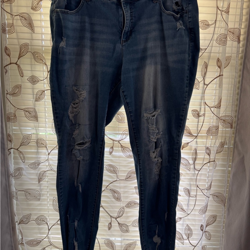 Distressed Blue Jeans